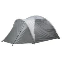 Outsunny Campingzelt für 2-3 Personen Glasfaser Tür mit Reißverschluss Meshfenster inkl. Transporttasche Kuppelzelt 190T Kunstleder2000mm Glasfaser Grau(m-17)