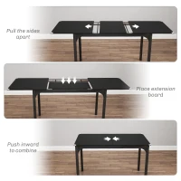 HOMCOM Masa de Gradina Extensibila pentru 4-6 Persoane, cu Picioare din Otel, 160x70x75 cm, Negru(m-5)