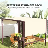 Outsunny Pergola Pavillon 3x2,5m UV 30+Stabil winterfest Sonnenschutz mit verstellbar Schiebedach Dunkelbraun(m-7)
