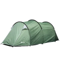 Outsunny Campingzelt für 2-3 Personen stabil wasserdicht Familienzelt mit Seitentür Fenster Packtasche, Zelt mit 2000mm Wassersäule Tunnelzelt Kuppelzelt für Camping Reise Trekking Garten, Dunkelgrün(m-14)