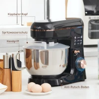 HOMCOM Standmixer, Küchenmaschine, Rührgerät, 6 Stufen, 5,5L Edelstahlschüssel, Schwarz(m-9)