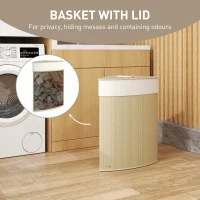 HOMCOM Bamboo Laundry Basket with Lid, 55L Corner Laundry Hamper with Removable Washable Liner Bag, Bathroom Triangle Washing Basket, 35 x 35 x 60 cm, Nature Wood Finish(m-5)