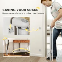 PawHut Retractable Stair Gate Extends Up to 180 cm Wide, Dog Gate for Doorways, Stairways, Hallways, Grey(m-7)