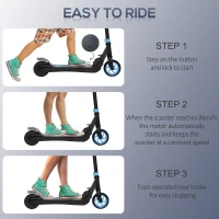 HOMCOM Folding Electric Scooter with Brake, for Ages 6+ Years, 8km/h Maximum Speed, Blue(m-5)
