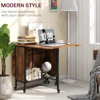 HOMCOM Składany Stół, Mobilny Stół dla 6 Osób z Półką, do 50 kg, 130 x 80 x 74 cm, Rustykalny Brąz(m-7)