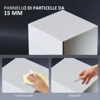 HOMCOM Comodino Moderno con Luce LED Regolabile con Telecomando e 3 Cassetti, 40x35x60 cm, Bianco Lucido(m-6)