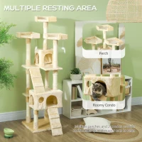 PawHut Cat Tree Scratching House, Activity Play Centre(m-6)