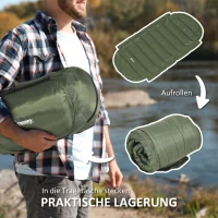 Outsunny Schlafsack, wasserdicht, leicht, gefüttert, Isolierung bis -20° C, 200L x 85B x 15H cm, Dunkelgrün(m-6)