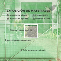 Outsunny Invernadero de Túnel de Jardín 298x197x189 cm con 4 Ventanas para Cultivos y Plantas Cubierta PE 140 g/㎡ Verde(m-4)