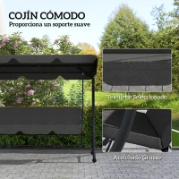 Outsunny Columpio de Jardín de 3 Plazas con Toldo Ajustable Reposapiés Retráctil y Cojines Carga 330 kg 200x127x170 cm Gris(m-5)