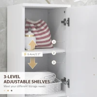 kleankin Line Embossed Tall Bathroom Storage Cabinet - White(m-5)