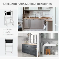 HOMCOM Torre de Aprendizaje 2 en 1 Convertible en Escritorio con Pizarra y Barra de Seguridad 42x44x86 cm Gris(m-7)