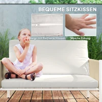 Outsunny Gartenmöbel Set aus Polyrattan Lounge-Set mit 2er Sofa Sessel Glastisch Kissen 4 Personen Braun+Grau(m-6)