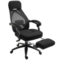Vinsetto Office Chair with Footrest, High Back Swivel Desk Chair with Adjustable Height and Headrest for Home Office, Black(m-1)