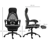 Vinsetto Office Chair with Footrest,High Back Swivel Desk Chair with Adjustable Height and Headrest for Home Office, Black(m-3)
