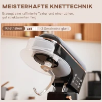 HOMCOM Standmixer, Küchenmaschine, Rührgerät, 6 Stufen, 5,5L Edelstahlschüssel, Schwarz(m-5)