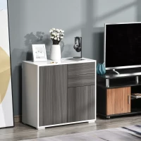 HOMCOM High Gloss Frame Sideboard, Side Cabinet, Push-Open Design with 2 Drawer for Living Room, Bedroom, Grey(m-11)