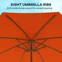 Outsunny 3m Wood Pole Parasol Umbrella - Orange(m-7)
