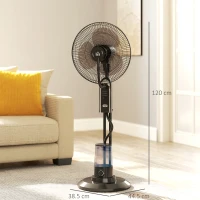 HOMCOM Pedestal Fan with Water Mist Spray, Spray Misting Fan with 70° Oscillation, Tilt Head, 3 Speeds, 3 Modes, Adjustable Mist, 3.2L Water Tank, for Home, 120 cm(m-3)