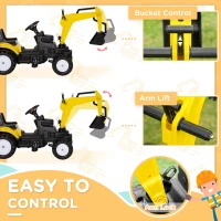 HOMCOM Kids Ride on Digger Pedal Go Kart Pretend Play Construction No Power Truck with Horn for 3 - 6 Years, Yellow(m-5)