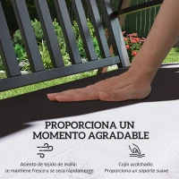 Outsunny Columpio de Jardín de 3 Plazas con Toldo Ajustable Cojín y Estructura de Acero Carga 360 kg 205x133x181 cm Gris(m-5)