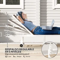 Outsunny Tumbona Reclinable de Jardín Exterior con Ruedas Respaldo Ajustable en 5 Posiciones y Marco de Acero 166 Marrón(m-4)