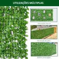Outsunny Vedação Artificial em Rolo 3m Vedação de Privacidade para Balcão Jardim Exterior Planta Decorativa de Parede PE Verde(m-5)