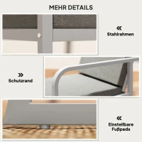 Outsunny 3-delige Eetset voor 2 Personen met Glastafel en Kussens - Lichtgrijs(m-7)