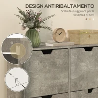 HOMCOM Mobile Scarpiera con 4 Cassetti Ribaltabili a 2 Livelli per 16 Paia, in Legno, 95x26x95 cm, Grigio(m-7)