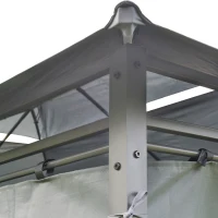 Outsunny 10 x 13ft Outdoor 2 Tier Steel Frame Gazebo with Curtains Black Grey(m-9)