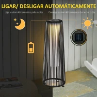 Outsunny Candeeiro Solar de Vime de Energia Solar com LED 1,5 W Interruptor de Controle Automático de Luz Ø21,5x61cm Preto(m-5)