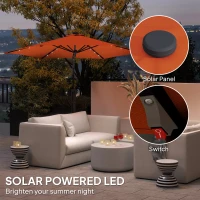 Outsunny 3(m) Solar LED Cantilever Parasol - Orange(m-5)