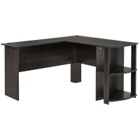 HOMCOM Secretária de Canto Mesa de Computador para Escritório Casa em Forma de L com Prateleiras 136x130x72 cm Marrom Escuro(m-1)