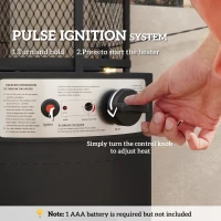 Outsunny 11 KW Freestanding Gas Patio Heater, Adjustable Outdoor Garden Propane Heater with Tip-Over Switch, Wheels, Pulse Ignition, Tank Room with Openable Door, Black(m-6)