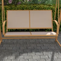 Outsunny Columpio de Jardín de 2 Plazas con Toldo Ajustable y Estructura Triangular de Metal Carga 220 kg 160x112x162 cm Caqui(m-9)