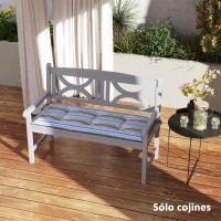Outsunny Juego de 2 Cojines para Banco de Jardín con Relleno Grueso Diseño a Rayas y Cintas de Sujeción 120x50x5 cm Multicolor(m-8)
