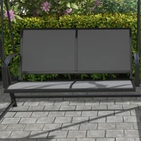 Outsunny Columpio de Jardín de 2 Plazas con Toldo Ajustable y Estructura Triangular de Metal Carga 220 kg 160x112x162 cm Gris(m-9)