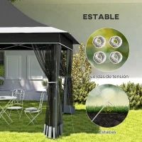 Outsunny Carpa Plegable 3,5x3,5x3 m con Mosquitera Altura Ajustable y Protección UPF50+ con Bolsa de Transporte Gris Oscuro(m-8)