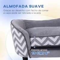 PawHut Sofá para animais de estimação acolchoado de madeira com almofadas grossas e bolso de armazenamento 68,5x40,5x40,5 cm Cinza(m-5)