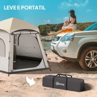 Outsunny Tenda de Campismo para 2-3 Pessoas Dobrável com Fácil Instalação e Bolsa de Transporte 280x240x155 cm Branco e Bege(m-8)