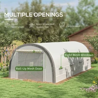 Outsunny 6 x 3(m) Polytunnel Greenhouse with Upgraded Structure, Mesh Door and Windows, 15 Plant Labels, White(m-5)