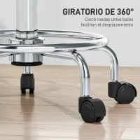 HOMCOM Taburete Giratorio Ajustable Con Asiento Acolchado Reposapiés y Ruedas para Salones y Talleres 34x34x50-66 cm Gris(m-6)