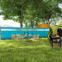 Outsunny Cortavientos para Camping de 725 cm con Panel Transparente Postes de Acero, Estacas y Bolsa de Transporte para Exterior(m-2)
