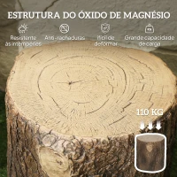 Outsunny Banco de Jardim Decorativo em Forma de Cepo de Árvore Uso Multifuncional Estável e Resistente Banco para Exterior Ø38x42 cm Madeira(m-5)