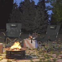 Outsunny 2er Set Campingstuhl faltbar Angelstuhl mit abnehmbar Fußstütze Kopfstütze Getränkehalter belastbar 120 kg Schwarz(m-9)