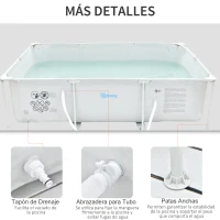 Outsunny Piscina Desmontable Tubular 292x190x75 cm con Depuradora de Cartucho 1200L/H Piscina Rectangular de Exterior para Adultos y Niños 3600L Gris(m-7)
