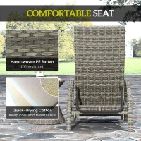 Outsunny Reclining Rattan Lounger, with Extending Footrest - Grey(m-6)