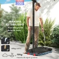 AIYAPLAY Canasta de Baloncesto Infantil con Altura Ajustable 200-260 cm Ruedas Base Rellenable y Bolsa de Peso Rojo y Negro(m-5)