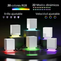 HOMCOM Mesita de Noche con LED RGB 3 Cajones y Mando a Distancia Diseño Moderno 40x35x60 cm Blanco Brillo(m-4)