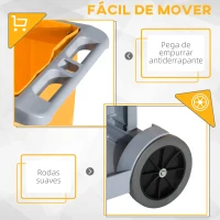 HOMCOM Carro de Limpeza com Bolsa de 100L Carro de Limpeza Profissional com 3 Prateleiras e Plataforma 121x50,5x96,5 cm Cinza e Amarelo(m-5)